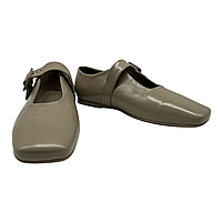 Балетки жіночі "пуанти" з натуральної лакової шкіри бежевого кольору “Style Shoes”, фото 3