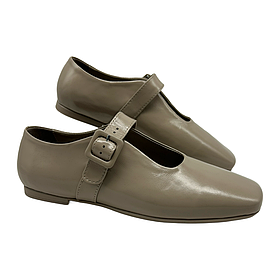 Балетки жіночі "пуанти" з натуральної лакової шкіри бежевого кольору “Style Shoes”