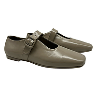 Балетки жіночі "пуанти" з натуральної лакової шкіри бежевого кольору “Style Shoes”, фото 2