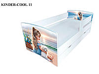 Дитяче ліжко Kinder Cool 11 Дівчинка із собачкою, висувний ящик і захисний бортик, спальне місце на ламелях, фото 3