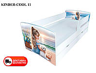 Дитяче ліжко Kinder Cool 11 Дівчинка із собачкою, висувний ящик і захисний бортик, спальне місце на ламелях