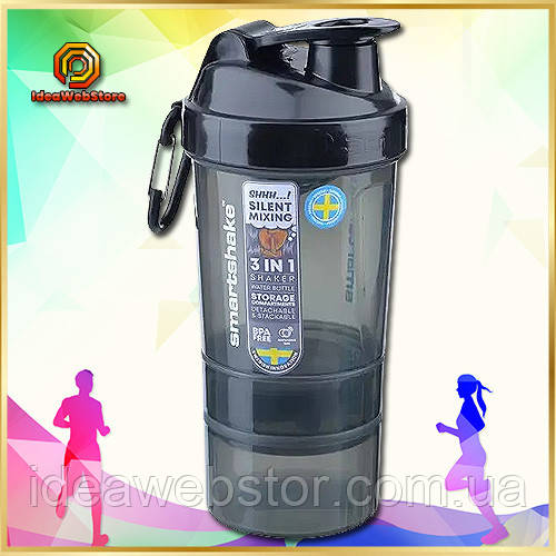 Шейкер спортивний для води та спортивного харчування SmartShake Original2GO 600ml Dark Gray