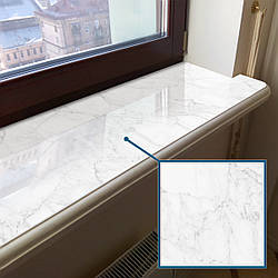 Покриття для підвіконня, м'яке скло з фотодруком, біло-сірий мармур, 35 х 100 см