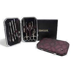 Набір для манікюру професійний Zinger 801 S 10 інструментів шкіряний футляр чорного кольору