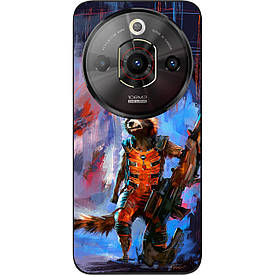 Силіконовий чохол Case для ZTE Nubia Focus Pro 5G з картинкою Єнот Ракета