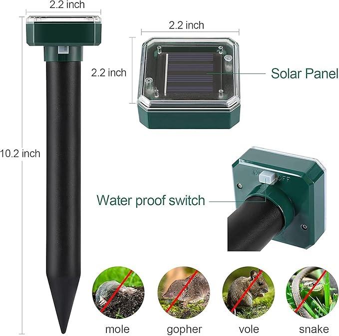 Ультразвуковий відлякувач кротів та гризунів на сонячній батареї Garden Pro 6568 Jm