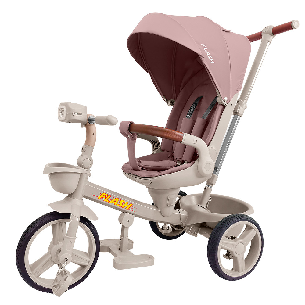 Триколісний велосипед з батьківською ручкою TILLY FLASH T-3812, pink