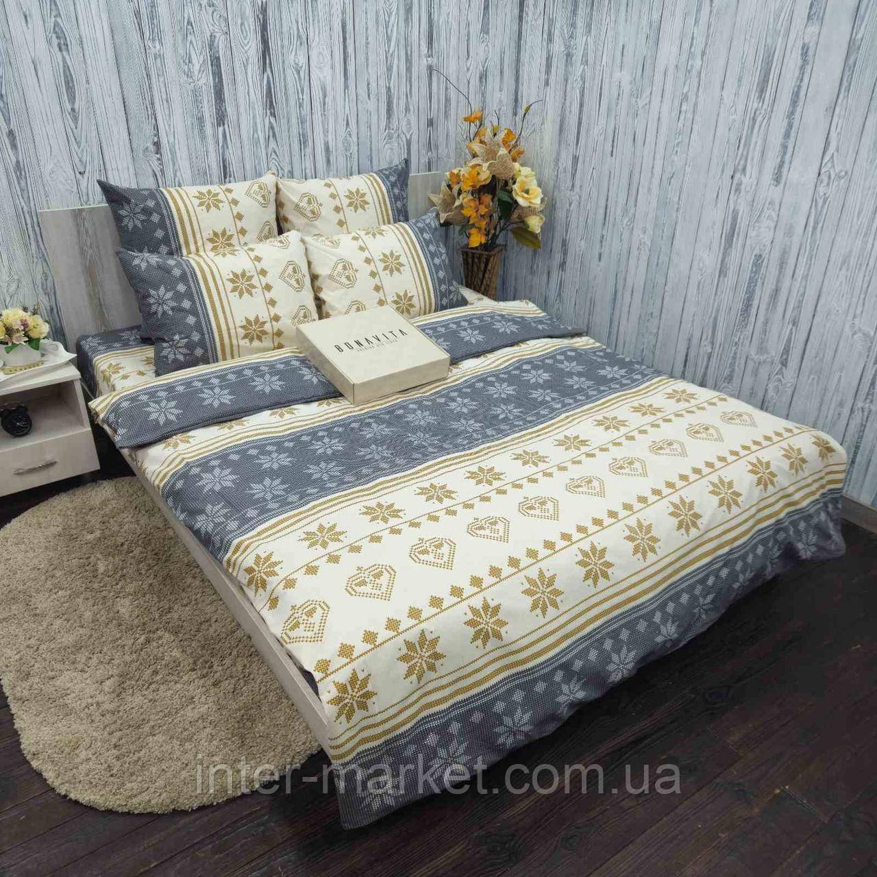 Євро комплект якісної постільної білизни Бязь Gold Lux 200*220, фото 1