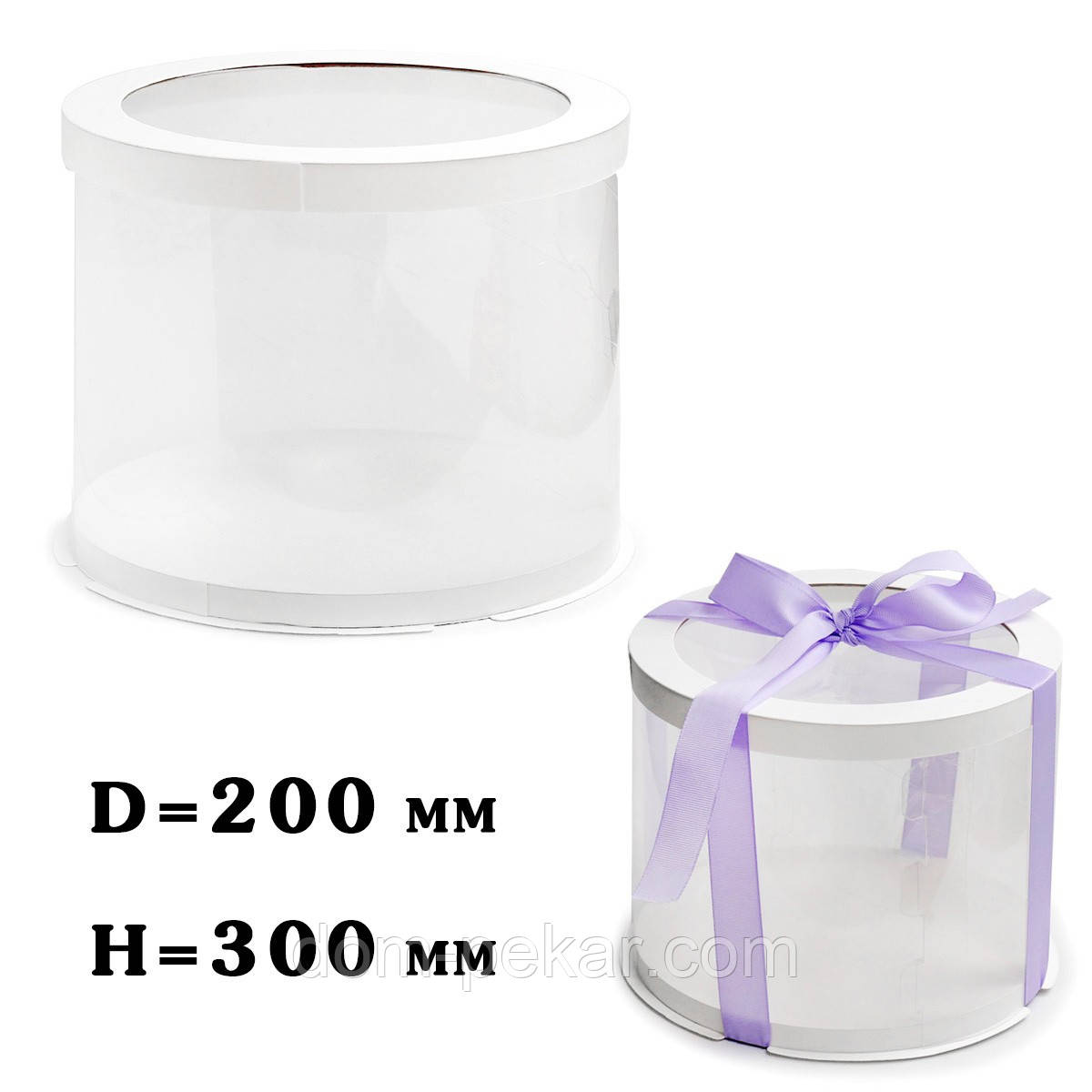 Коробка Тубус d200, H300 біла з прозорою кришкою