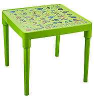 Універсальний дитячий пластиковий стіл зелений з українською абеткою для розвитку дитини до 5 років Aleana