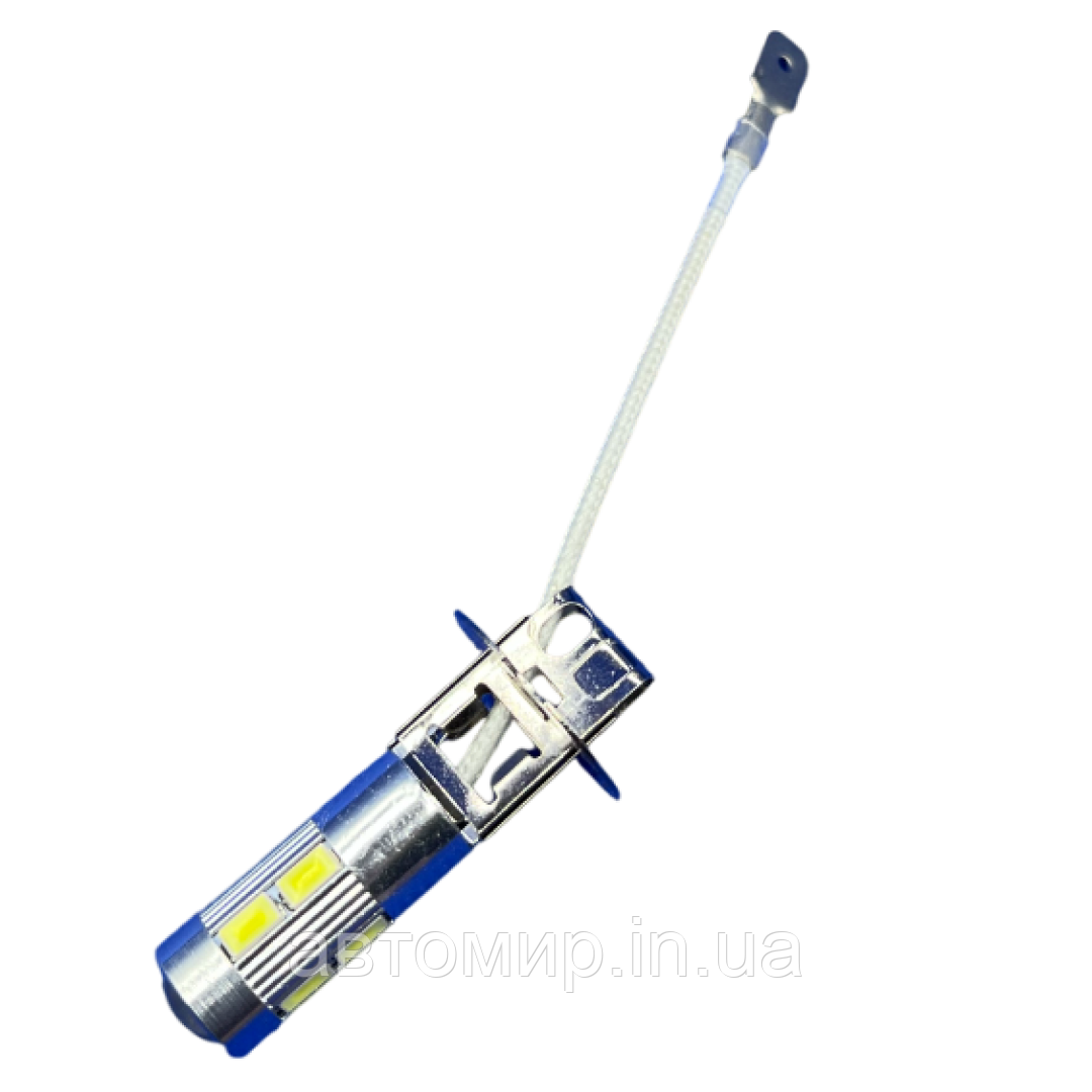 Автомобільні світлодіодні LED/ЛІД лампи у фару H3 12V 10 smd + ЛІНЗА, фото 1