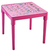 Рожевий дитячий столик для малювання та занять розвивальний пластиковий з українською абеткою Aleana