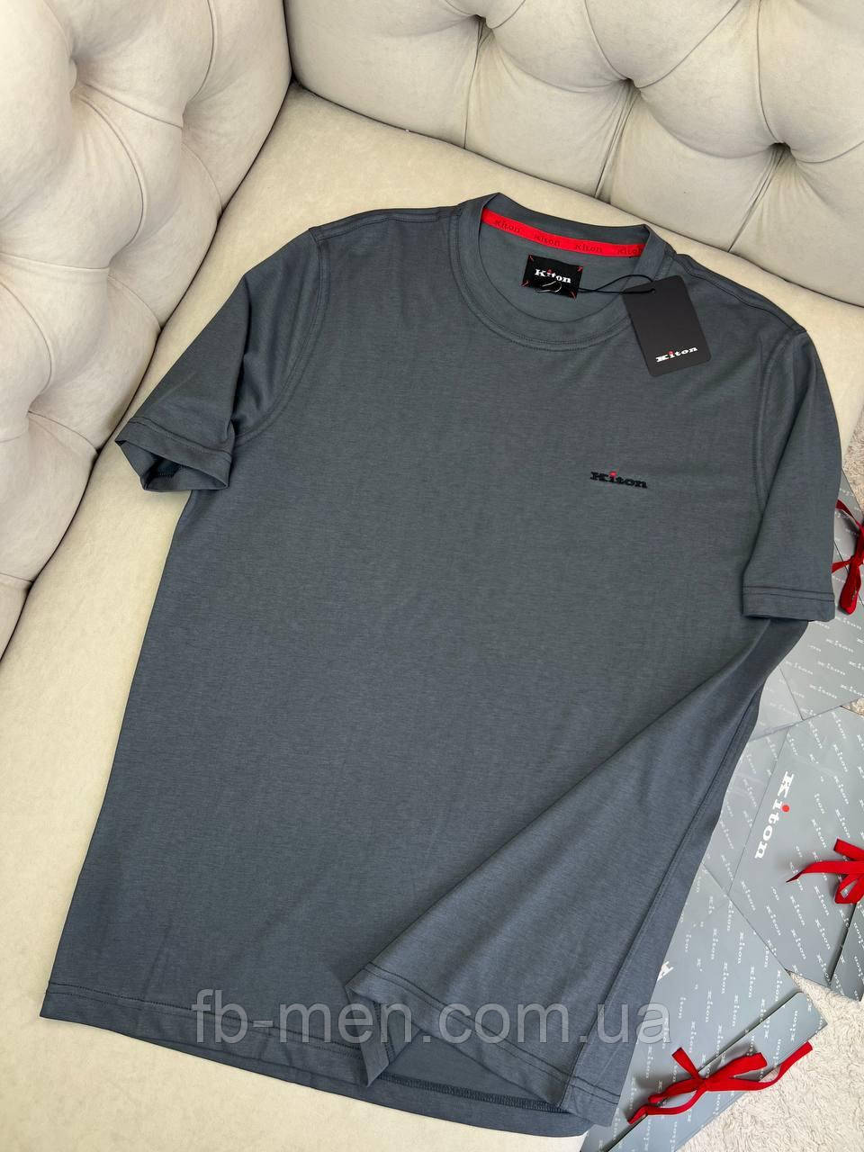 Футболка Kiton чоловіча сіра якість преміумбавовна, фото 1