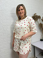 Ніжна жіноча муслінова піжама батальної серії