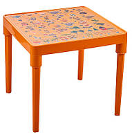 Стіл дитячий дошкільний пластиковий жовтогарячий з українською абеткою для занять, творчості ігор Aleana