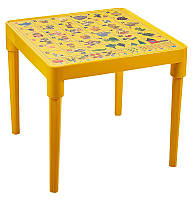 Стіл дитячий пластиковий жовтий розвивальний з українською абеткою для дитячого садка, центру Aleana