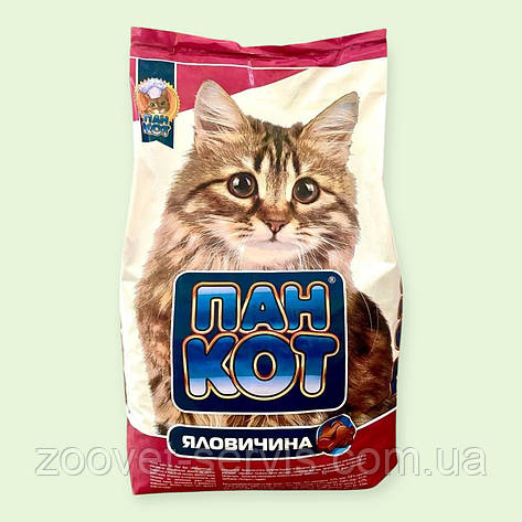Сухий корм для котів Пан Кіт Яловичина 10 кг з таурином, Омега-3 та Омега-6, фото 1