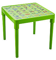 Дитячий дошкільний пластиковий столик для малюків зелений Алфавіт англійський для розвитку, ігор, занять Aleana