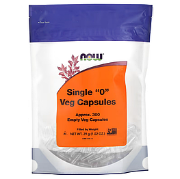 Порожні капсули Single "0" Veg Capsules Approx. 300 Empty Veg Capsules Now Foods 29 г