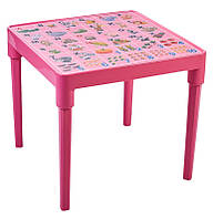 Рожевий дитячий стіл із пластиковою поверхнею та яскравим дизайном Алфавіт англійський для малювання та ігор Aleana