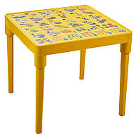 Збірний пластиковий дитячий стіл жовтий Алфавіт англійський для дитячої творчості, занять та ігор Aleana