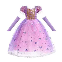 Бузкова сукня принцеси Рапунцель для дівчинки з паєтками р. 100-140 см пишна сукня з фатину і бавовни