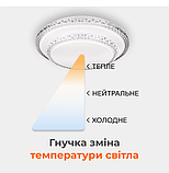 Світлодіодна люстра з пультом BIOM 80Вт SML-R22-80/2, 49 см, зміна температури світла, яскравості, кругла, біла, фото 3