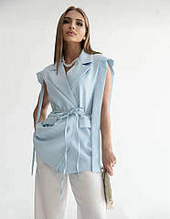 Жилет жіночий подовжений силуетний на підкладці із поясом Розміри: 42- 48 топ продажів! 46/48