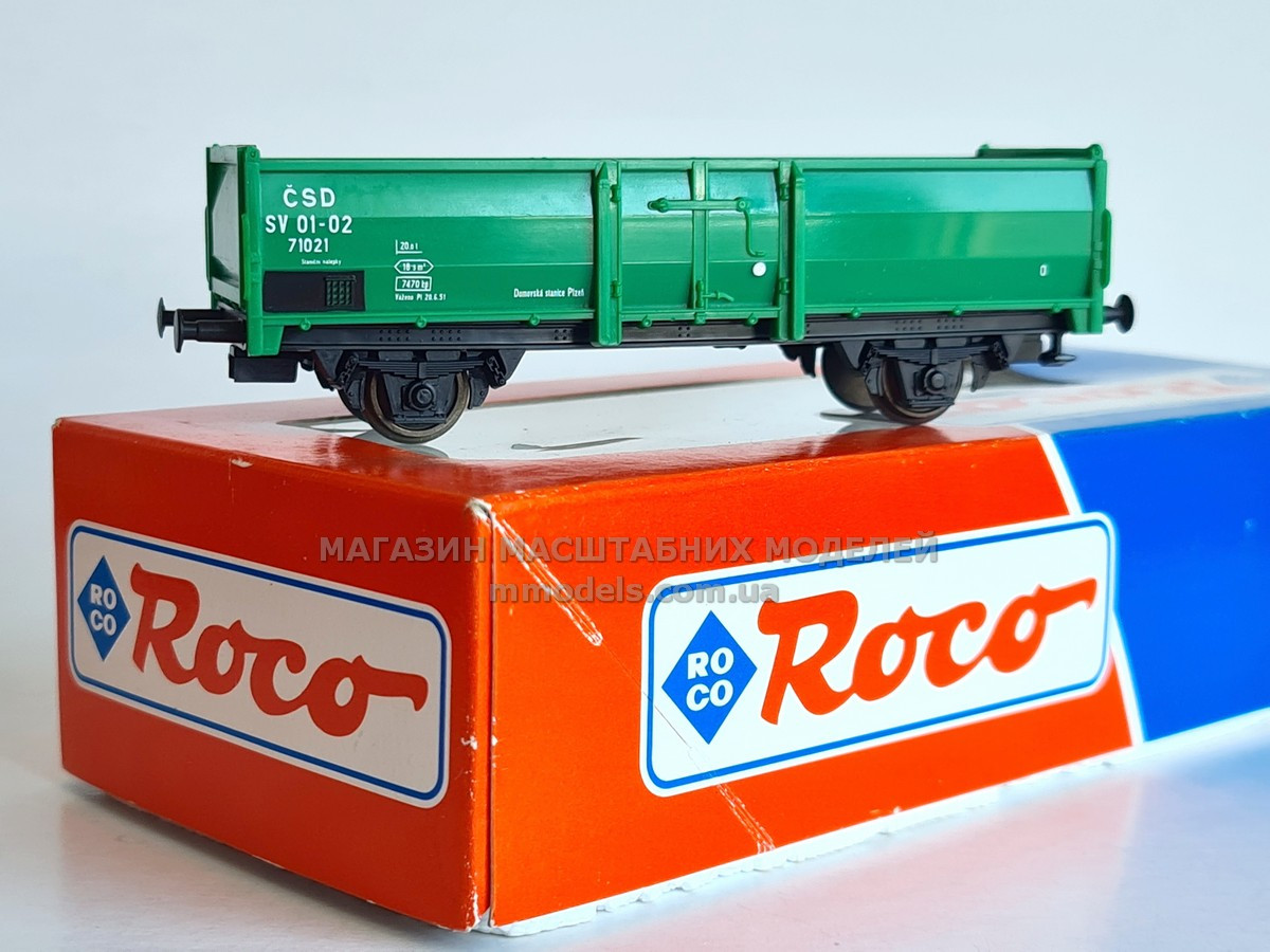 Roco модель 2х осного піввагона типу Om21, номер 71021 приналежність CSD, масштаб H0, 1:87, фото 1