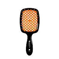 Щітка для волосся Salon Professional продувна 20 см SP0099 SL масажні гребінці для волосся Чорний з оранжевим