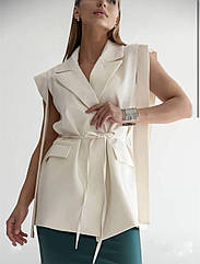 Жилет жіночий подовжений силуетний на підкладці з поясом Розміри: 42-48 топ продажів! 42/44