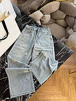 Жіночі джинси Chanel брендові блакитні джинси прямого крою Шанель