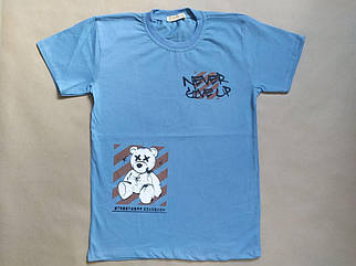 Футболка синя "Never give up" 12 років (Туреччина)