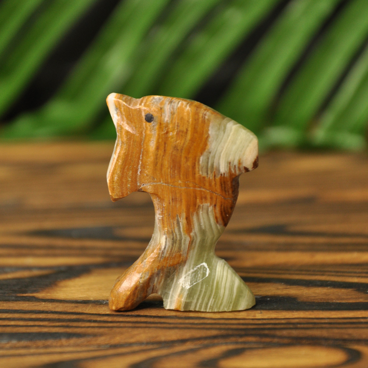 Статуетка ельфін з натурального каменю онікс, 5 х 4см (колір, як на фото), фото 1