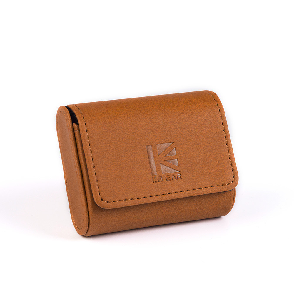 ⇒ KBEAR Leather Case (Brown) - футляр кейс для зберігання та перенесення IEM навушників, фото 1