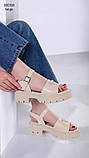 Бежеві жіночі босоніжки на тракторній підошві розмір 36 37 38 39 40 41, фото 6