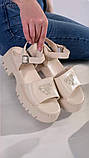 Бежеві жіночі босоніжки на тракторній підошві розмір 36 37 38 39 40 41, фото 9