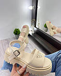 Бежеві жіночі босоніжки на тракторній підошві розмір 36 37 38 39 40 41, фото 10