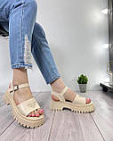 Бежеві жіночі босоніжки на тракторній підошві розмір 36 37 38 39 40 41, фото 8