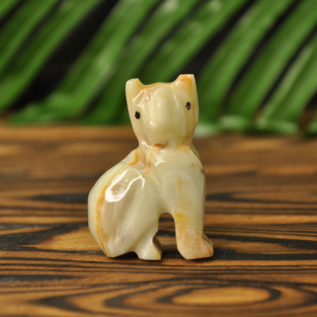 Статуетка кіт з натурального каменю онікс, 5.5 х 4 см (колір, як на фото), фото 1