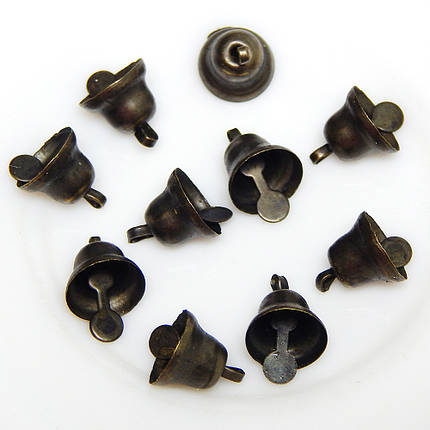 Дзвіночок декоративний, 10 мм, стара латунь (10 шт), фото 1