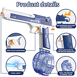 Водяний пістолет на акумуляторі з підсвіткою і 2 магазинами 3.7V — дитячий водний автомат 20.5 см, фото 6