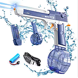 Водяний пістолет на акумуляторі з підсвіткою і 2 магазинами 3.7V — дитячий водний автомат 20.5 см, фото 2