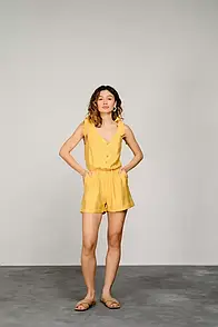 Жіночий комбінезон жовтий з шортами Modna KAZKA MKAZ6447-1