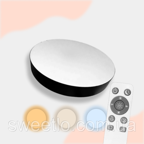 Світлодіодна люстра з пультом BIOM 50Вт SML-S08-80/2, 38 см, зміна температури світла, яскравості, кругла, біла, фото 1