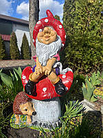 Садова фігура Гном на грибі 55 см