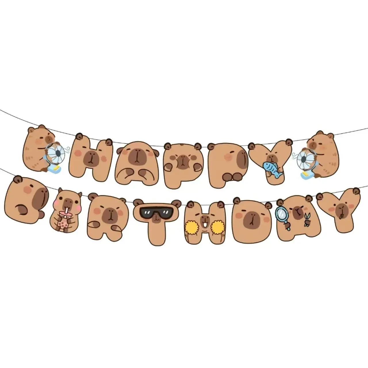 Гірлянда розтяжка "Happy Birthday" Капібара, фото 1