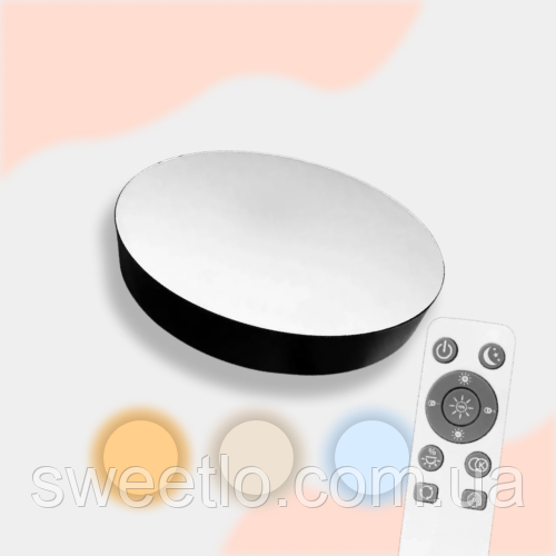 Світлодіодна люстра з пультом BIOM 80Вт SML-R42-80/2, 48 см, зміна температури світла, яскравості, кругла, чорна, фото 1