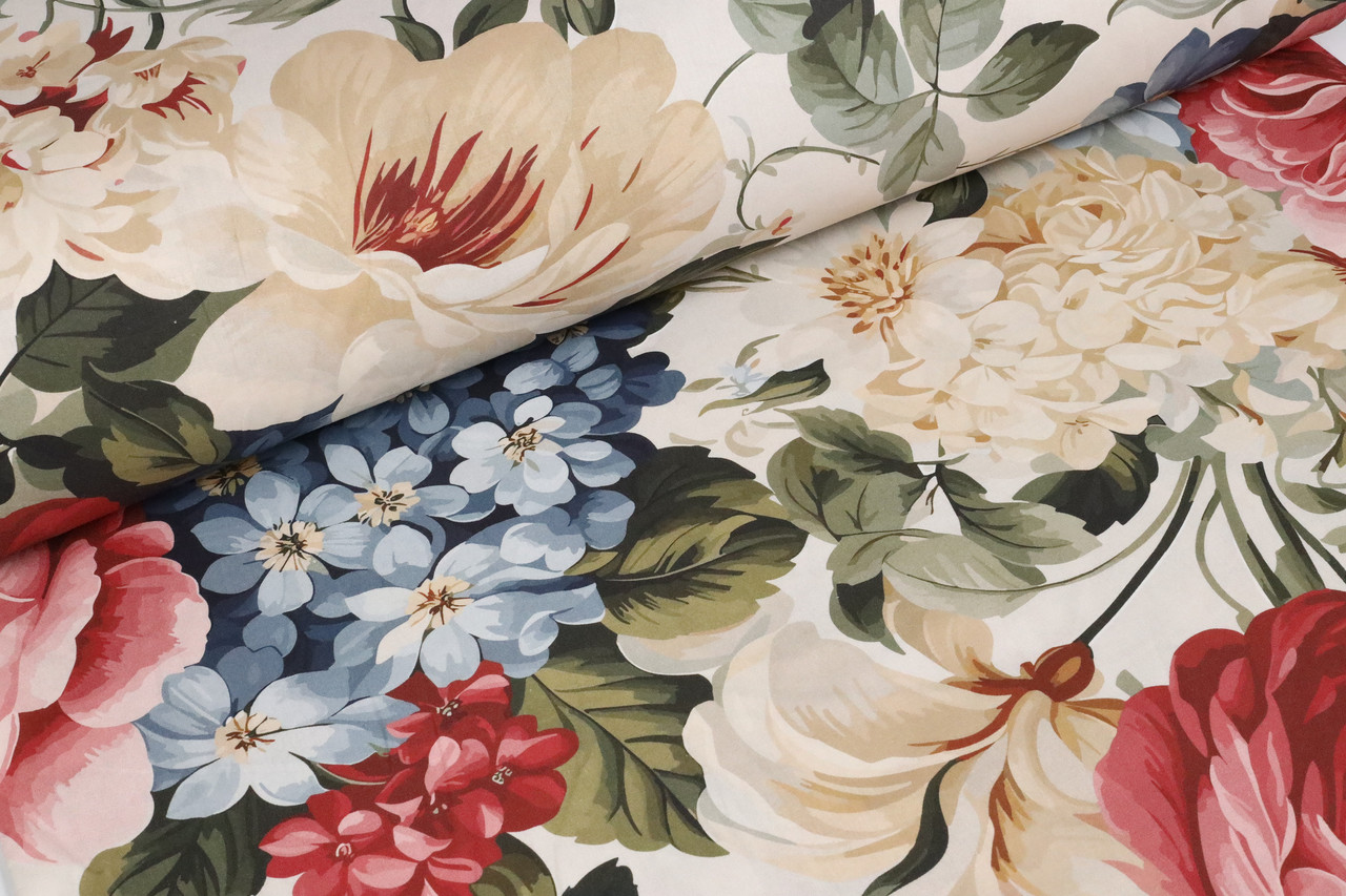 Ранфорс 240 см Садові квіти на кремовому digital, фото 1