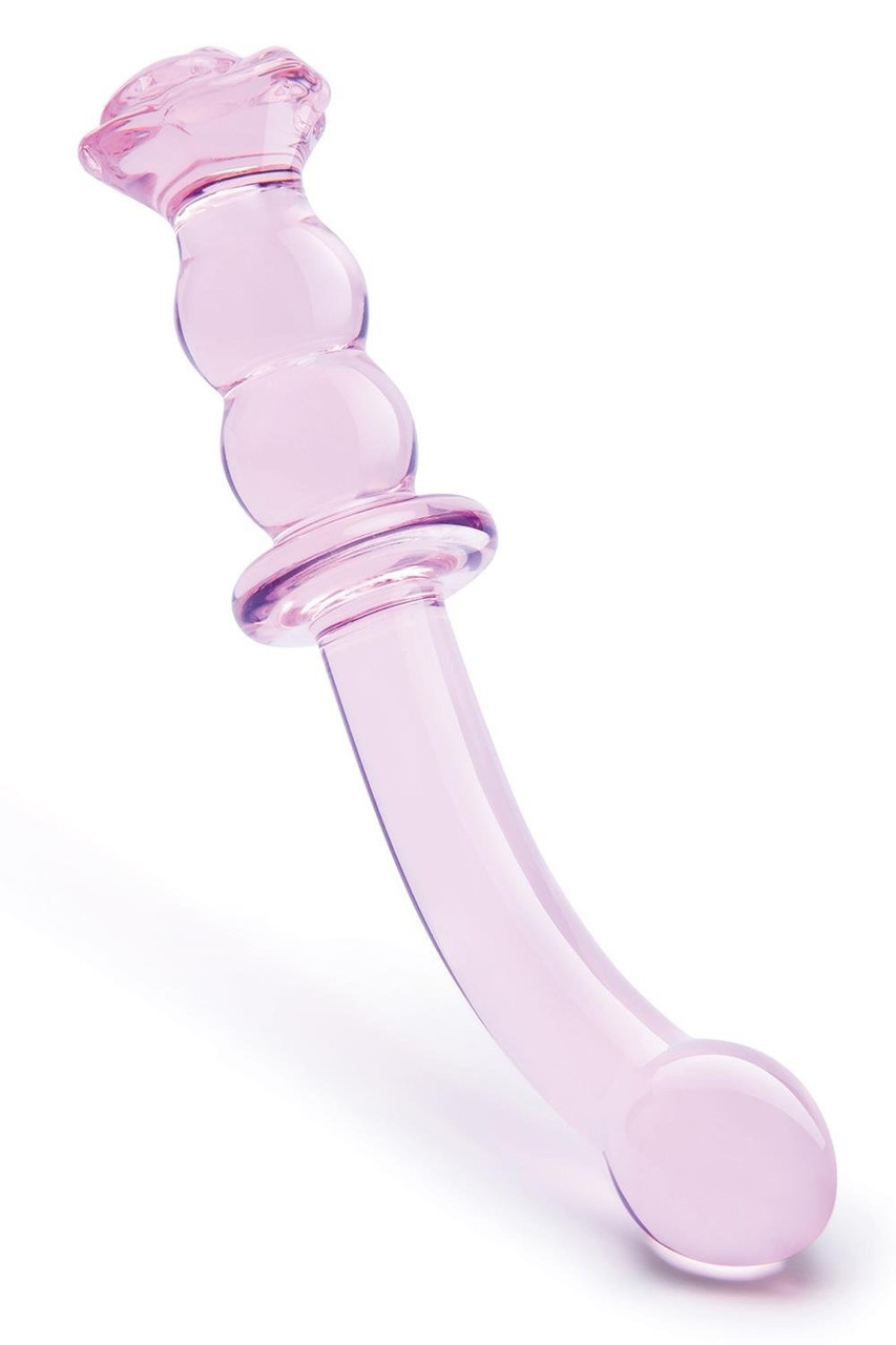 Фалоїмітатор вигнутий скляний для точки G Dream Toys Glaze Glass з бутоном